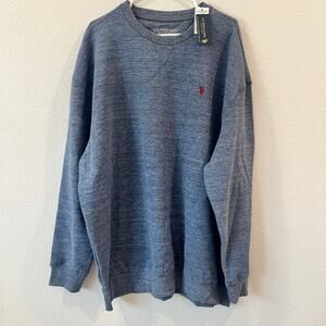 NWT U.S. Polo Assn Big & Tall Mens Blue Pullover Crewneck Sweater: Size 2XL